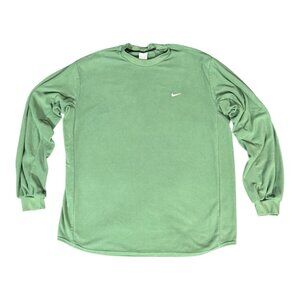 Vintage Nike Sweatshirt Green Fleece Pullover Silver Tag Y2K Crewneck